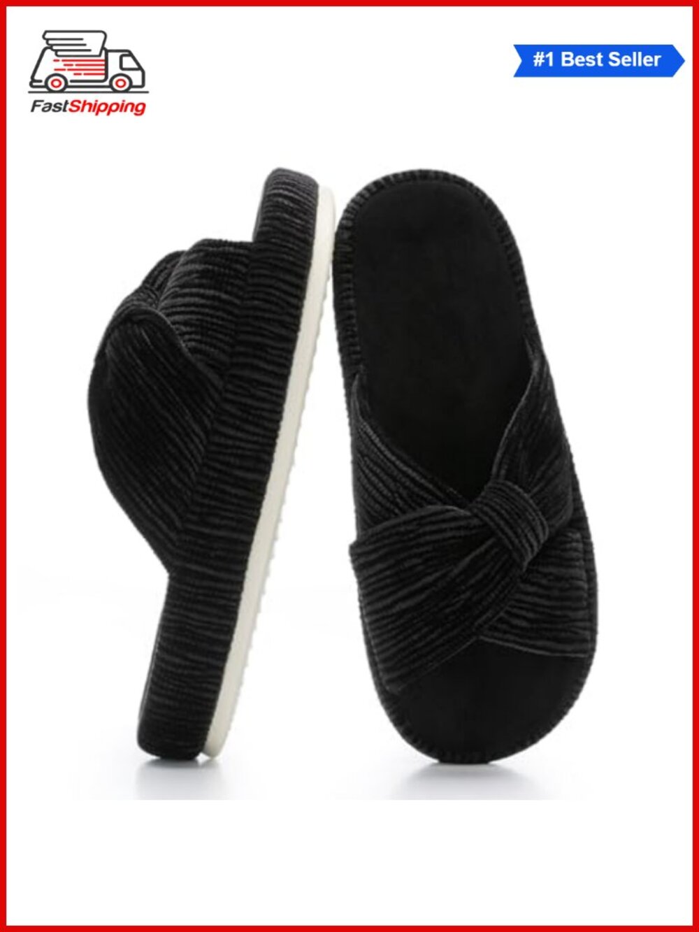 ✨ Chantomoo Women's Memory Foam Corduroy Slippers Bow Crossbands Comfy Trendy